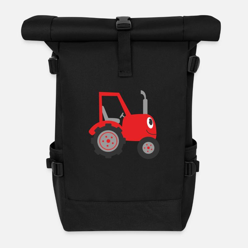 Comic Traktor - ideal für Kinder Shirts - Rolltop Rucksack - Schwarz