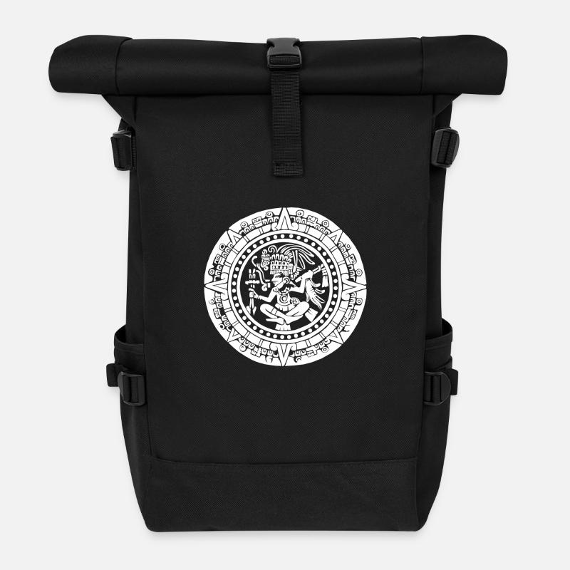 Calendrier maya - Blanc - Sac à dos roll top - noir