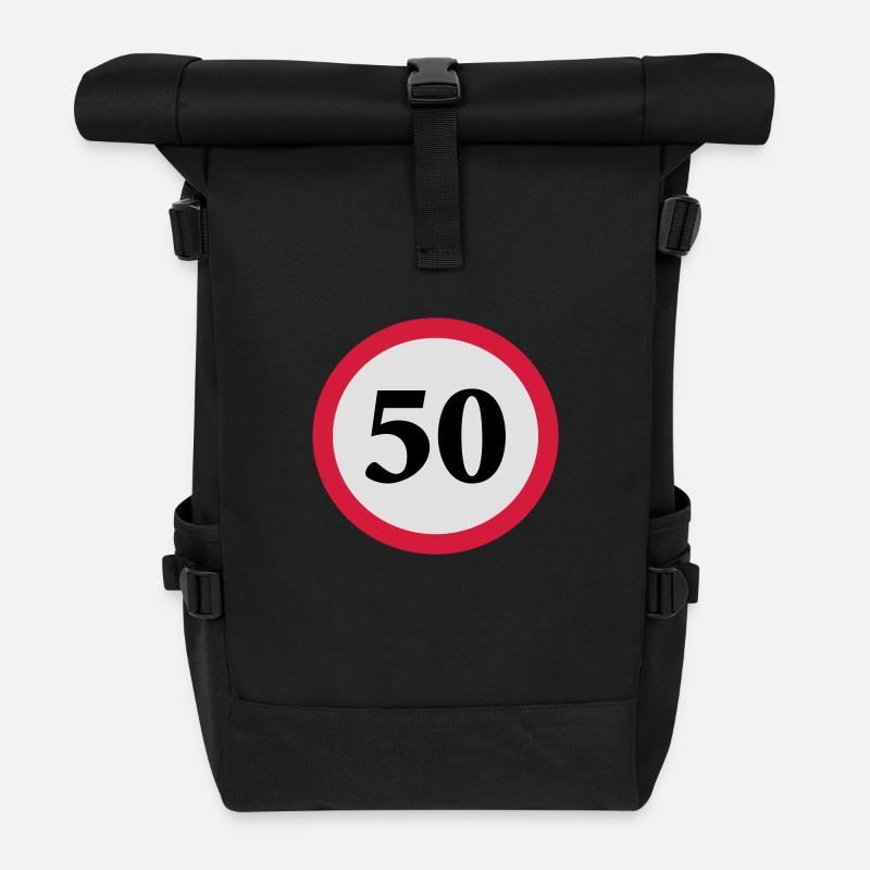 geschwindigkeitstafel_50 - Rolltop Rucksack - Schwarz