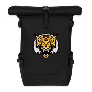wild animal tiger tiger face cartoon - Roll Top Backpack - black - Front