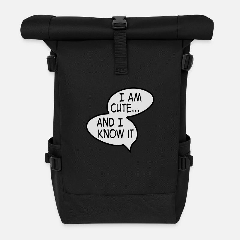 cute - Roll Top Backpack - black