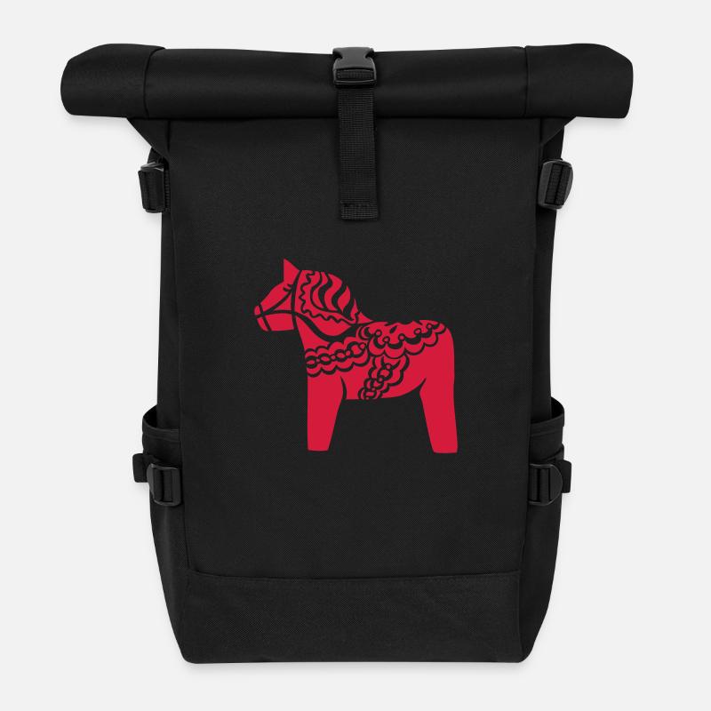 Schweden Dalarna Pferd Dalapferd Schwedisch - Rolltop Rucksack - Schwarz