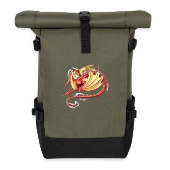 red pretty dragon - Rolltop Rucksack - Olive/Schwarz - Vorne