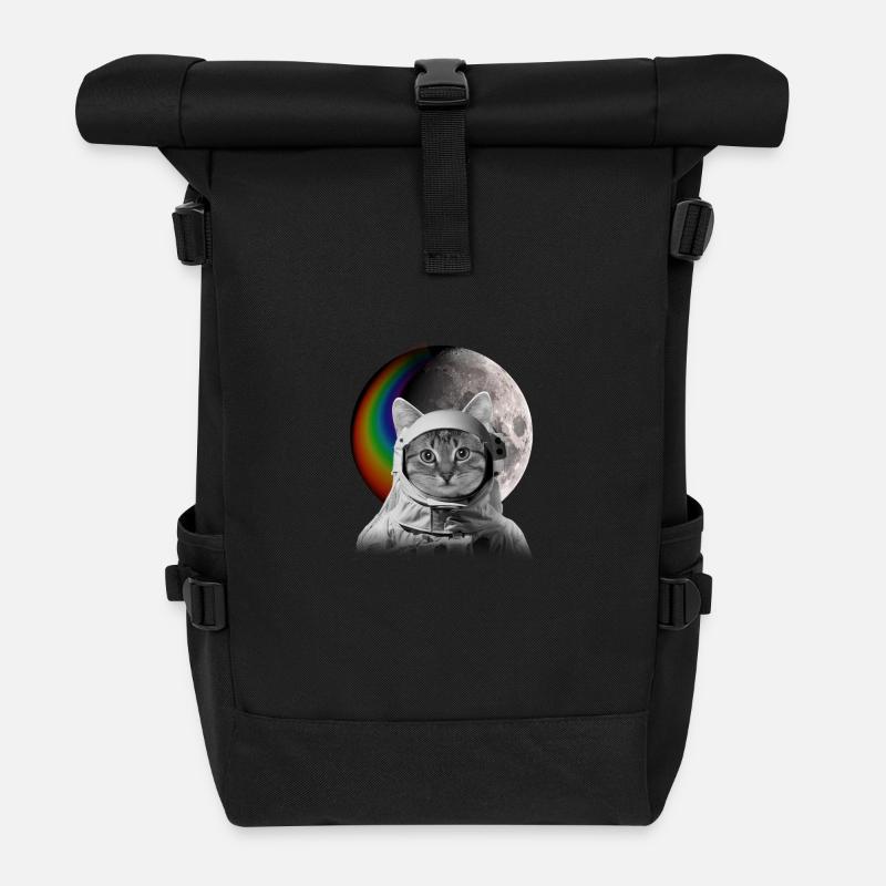 katze weltall - Rolltop Rucksack - Schwarz