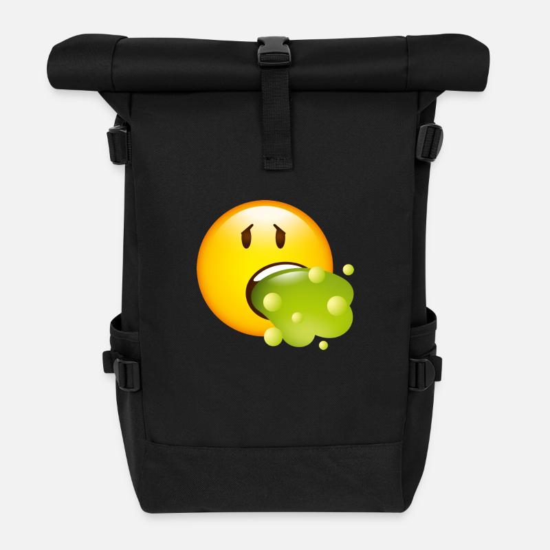Smiley Glossy Barf - Sac à dos roll top - noir