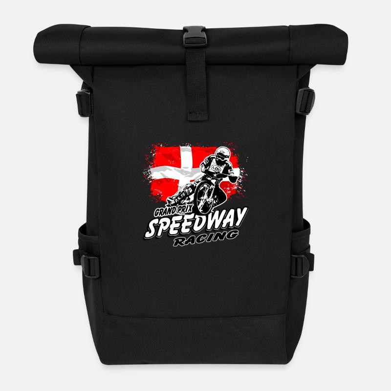 Speedway - Denmark Flag - Rolltop Rucksack - Schwarz