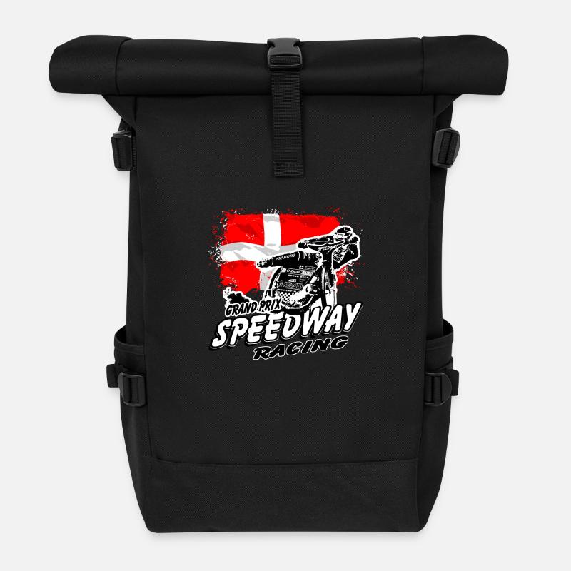 Speedway - Denmark Flag - Rolltop Rucksack - Schwarz