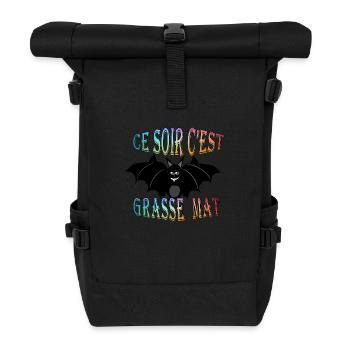 Chauve souris Ce soir c est grasse mat - Sac à dos roll top - noir - Devant