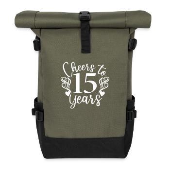 Cheers To 15 Years 15th Birthday Anniversary - Roll Top Backpack - olive/black - Front