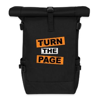 Turn the Page saying lettering - Roll Top Backpack - black - Front