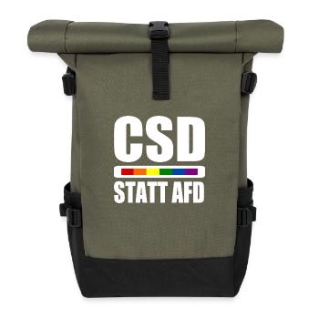 Csd statt afd - Rolltop Rucksack - Olive/Schwarz - Vorne