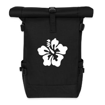 Hibiscus Flower - White - Rolltop Rucksack - Schwarz - Vorne