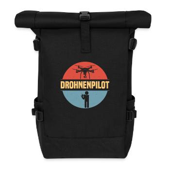 Drohnenpilot RC Drohne Quadrocopter - Rolltop Rucksack - Schwarz - Vorne