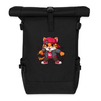 Forced Cat : chanteur de hip-hop - Sac à dos roll top - noir - Devant