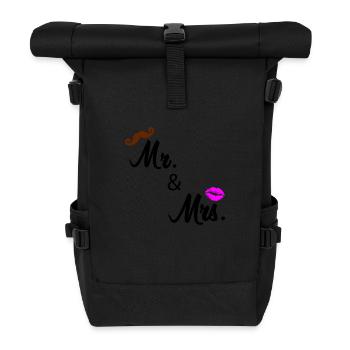 mr and mrs 02 - Roll Top Backpack - black - Front