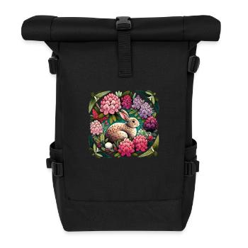 Cute Bunny Rabbit - Roll Top Backpack - black - Front
