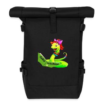 Finally schoolchild Wurmlerin from children's book - Roll Top Backpack - black - Front