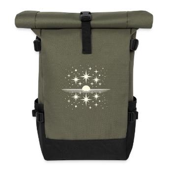 Sterngucker Funkelnder Himmel Kosmos Sterne - Rolltop Rucksack - Olive/Schwarz - Vorne