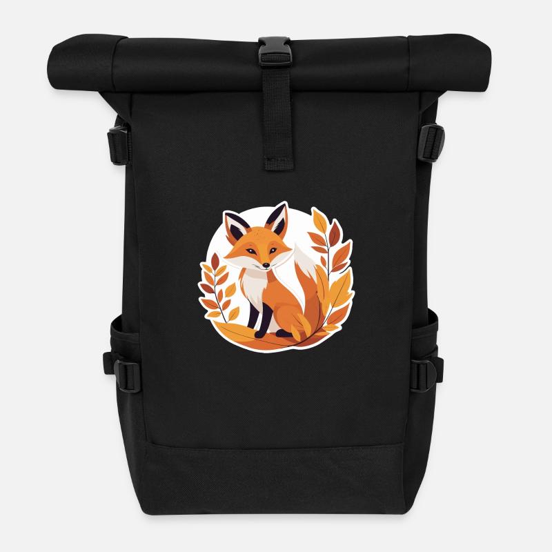 Fox in Autumn #6 - Roll Top Backpack - black