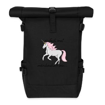 Einhorn "einfach mal märchenhaft sein..." - Rolltop Rucksack - Schwarz - Vorne