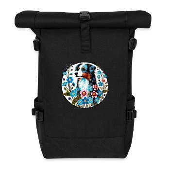 Border Collie - Roll Top Backpack - black - Front