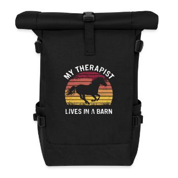 My heart beats for the horse stable - Roll Top Backpack - black - Front