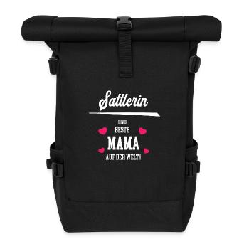 Sattlerin Beste Mama Muttertag Geburtstag Sattler - Rolltop Rucksack - Schwarz - Vorne