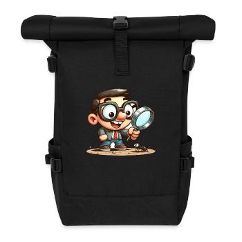 A little explorer with a magnifying glass - Roll Top Backpack - black - Front