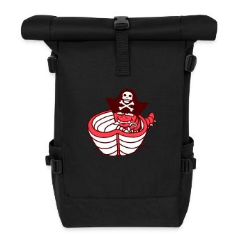 Wurm Raupe Pirat Süß Paddeln Seeräuber Ruderboot - Rolltop Rucksack - Schwarz - Vorne