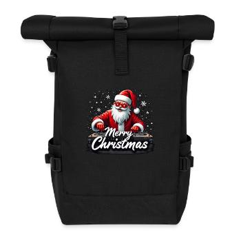 DJ Santa Claus Weihnachtsmann - Rolltop Rucksack - Schwarz - Vorne