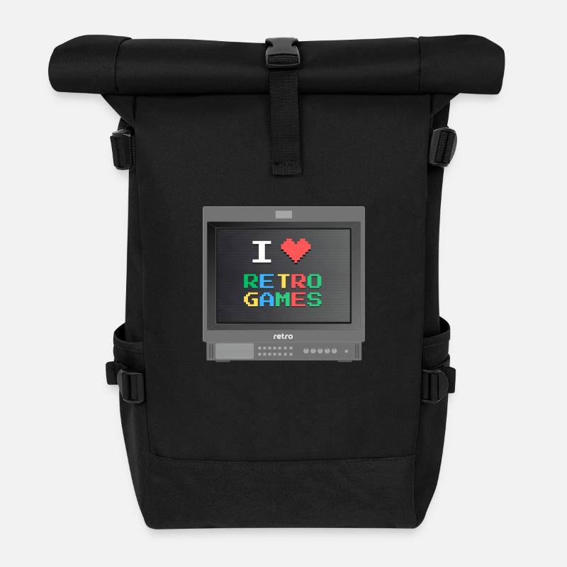 PVM Lover - Retrogames (Noir) - Sac à dos roll top - noir