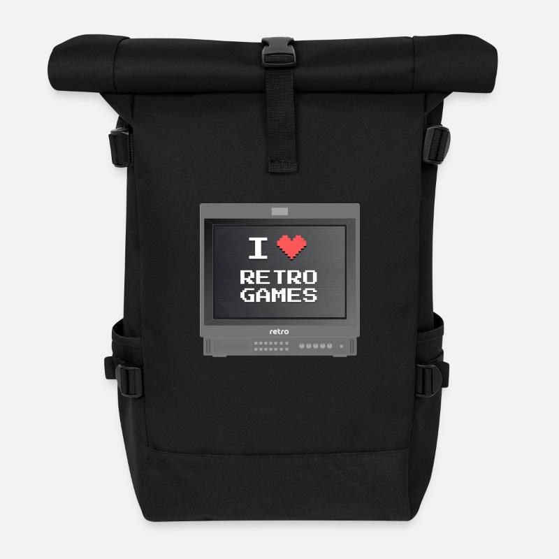Retrogaming lover - Roll Top Backpack - black