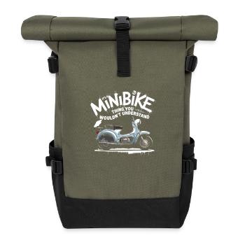 Cooles und Lustiges Minibike Design - Rolltop Rucksack - Olive/Schwarz - Vorne