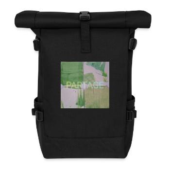 Peinture carrés abstrait vert, partage, image fun - Sac à dos roll top - noir - Devant