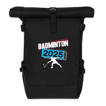 Badminton 2025 Badmintoner Badmintonspieler Spiel - Rolltop Rucksack - Schwarz - Vorne