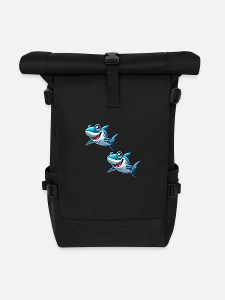 Requin Requin Bande Dessinée 2 - Sac à dos roll top - noir