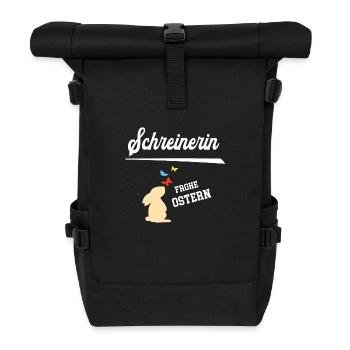 Schreinerin Ostern Geschenk Schreinerei Osterhase - Rolltop Rucksack - Schwarz - Vorne