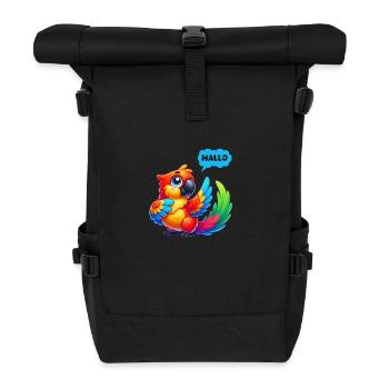 Caricature de perroquet - Sac à dos roll top - noir - Devant