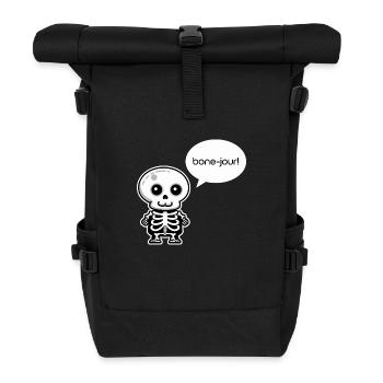 Bone-jour! - Funny Skeleton Pun - Roll Top Backpack - black - Front