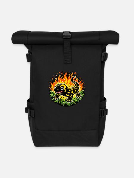Feuersalamander - Rolltop Rucksack - Schwarz