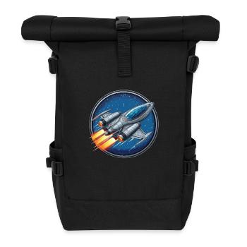 Spaceship silver small - Roll Top Backpack - black - Front