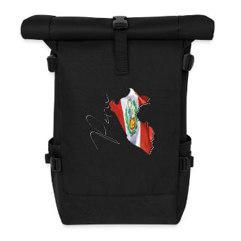 Peru Flagge in der Peru Landkarte EN - Rolltop Rucksack - Schwarz - Vorne