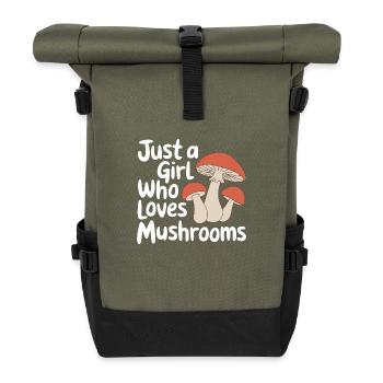 Pilz Pilze Funghi Champignon - Rolltop Rucksack - Olive/Schwarz - Vorne