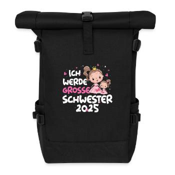 Ich Werde Große Schwester 2025 Prinzessin - Rolltop Rucksack - Schwarz - Vorne
