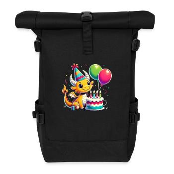 Dragon Kid Celebrating Birthday - Rolltop Rucksack - Schwarz - Vorne