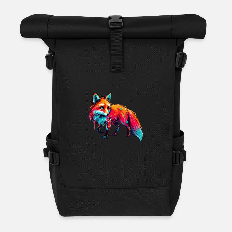 Peinture Fox - Sac à dos roll top - noir