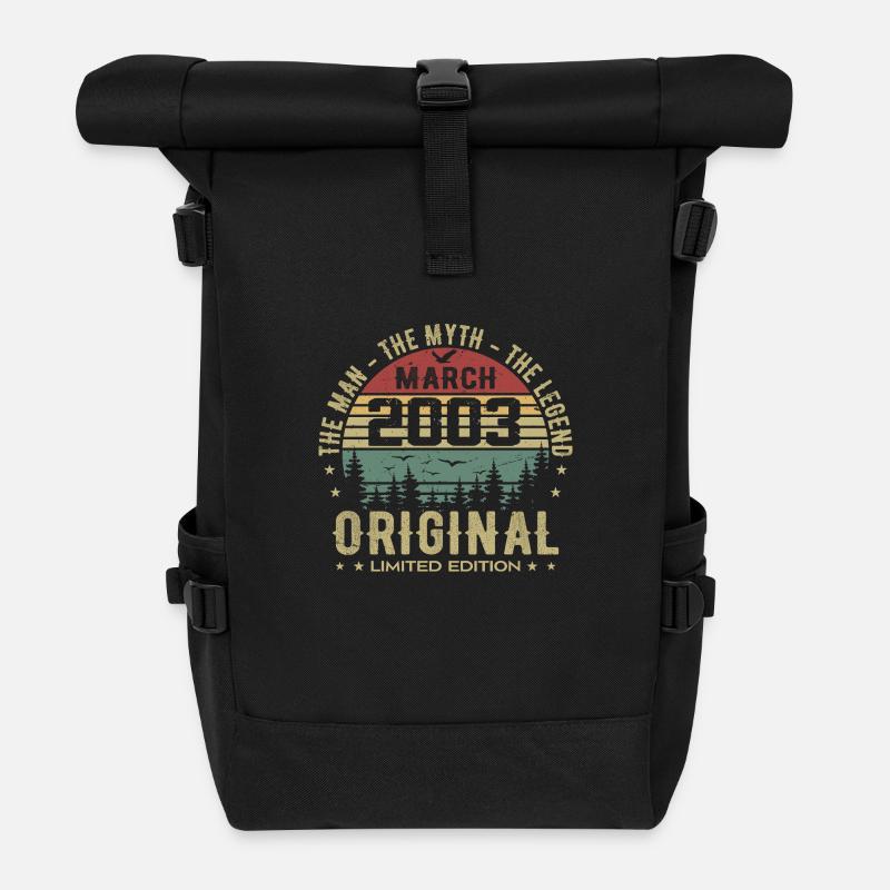 Geschenk zum 22. Jubiläum Original März 2003 - Rolltop Rucksack - Schwarz