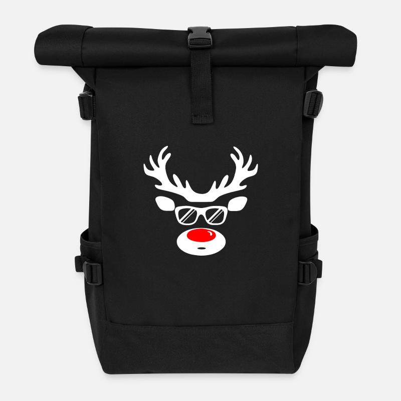 reindeer2 Artboard 1 - Roll Top Backpack - black