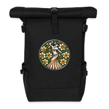 Springtime Daffodil Flower Belly Dancer - Roll Top Backpack - black - Front