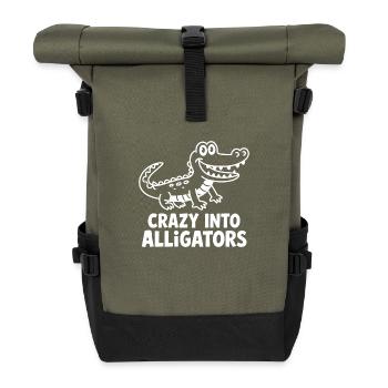 Cute alligator alligators - Roll Top Backpack - olive/black - Front